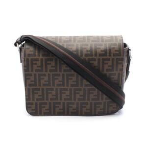 Fendi Zucca Shoulder Bag Canvas Leather Brown
